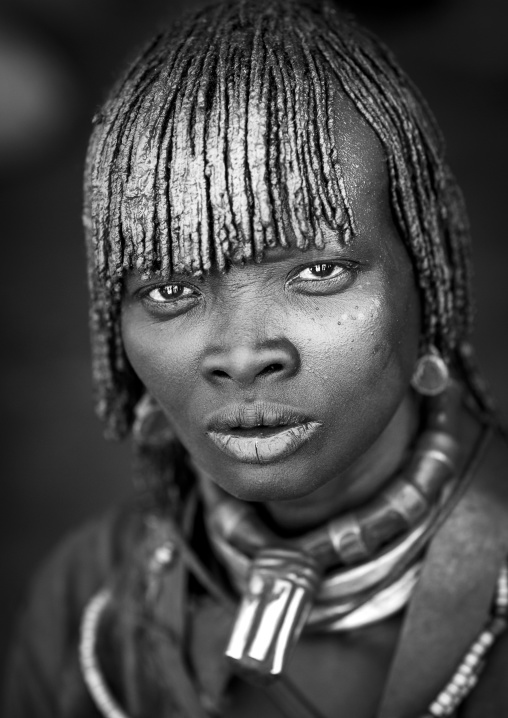 Hamer Tribe Woman In Traditional Outfit, Turmi, Omo Valley, Ethiopia