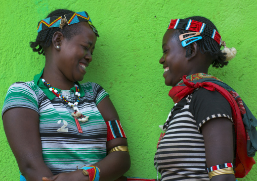 Bana Tribe Girls With Traditional Clothes, Key Afer, Omo Valley, Ethiopia