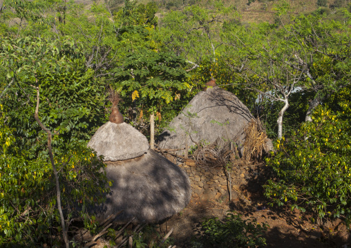 Konso Tribe Traditional Houses With Pots On The Top, Konso, Omo Valley, Ethiopia