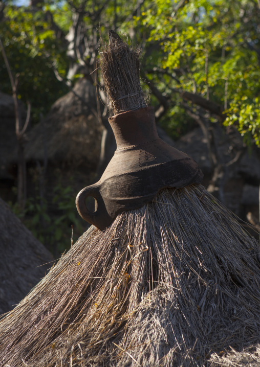 Konso Tribe Traditional Houses With Pots On The Top, Konso, Omo Valley, Ethiopia