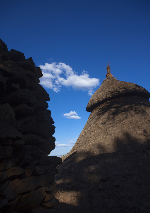 Konso Tribe Traditional Houses With Pots On The Top, Konso, Omo Valley, Ethiopia