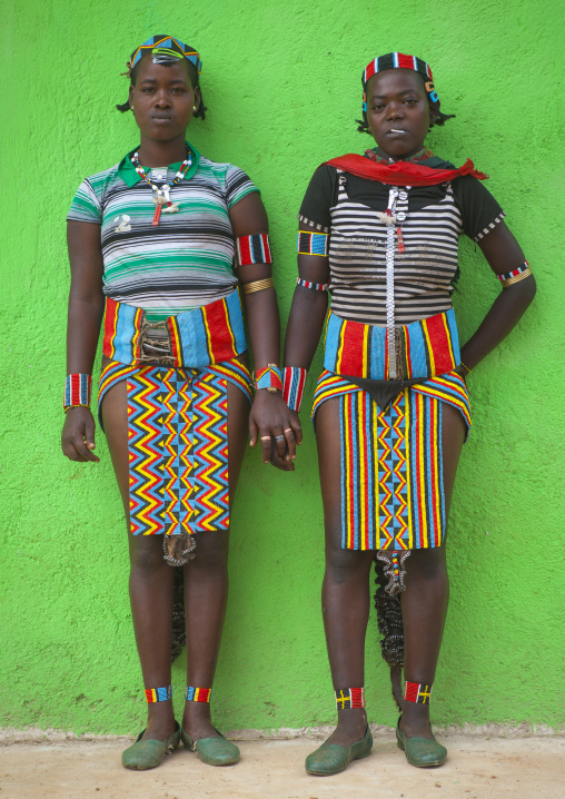 Bana Tribe Girls With Traditional Clothes, Key Afer, Omo Valley, Ethiopia