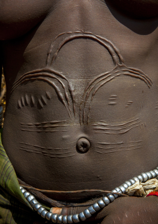 Topossa Woman Scarifications On The Belly To Indicate She Is Married, Omo Valley, Kangate, Ethiopia