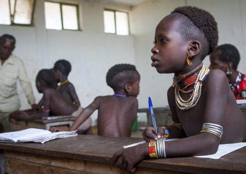 Hamer Tribe Kids In A School, Turmi, Omo Valley, Ethiopia