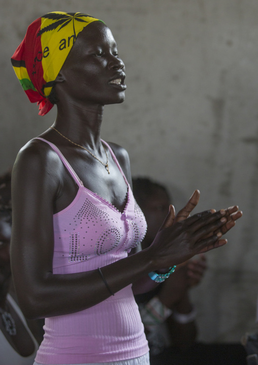 Woman Praying During Catholic Sunday Church Service, Gambela, Ethiopia