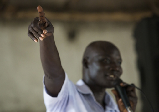 Preacher During A Catholic Sunday Church Service, Gambela, Ethiopia