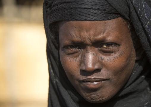 Afar Tribe Woman With Scarifications On Her Face, Assaita, Afar Regional State, Ethiopia