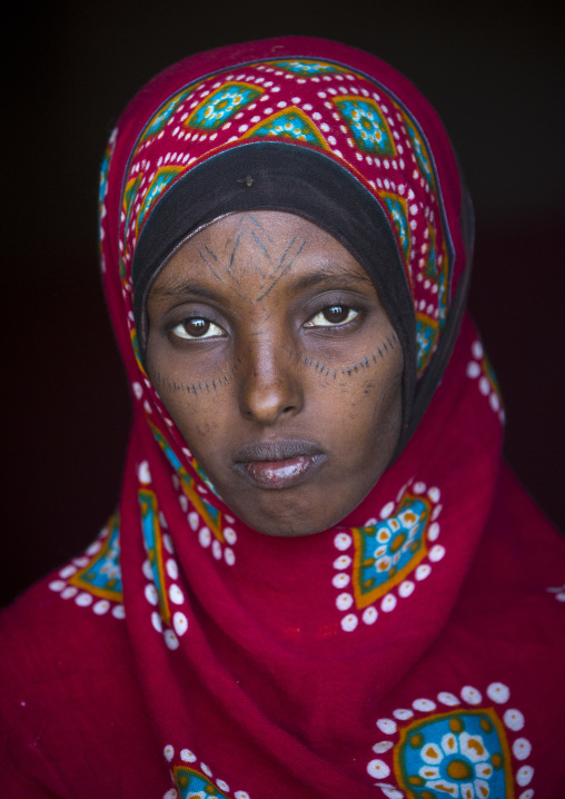 Afar Tribe Woman With Scarifications On Her Face, Assaita, Afar Regional State, Ethiopia