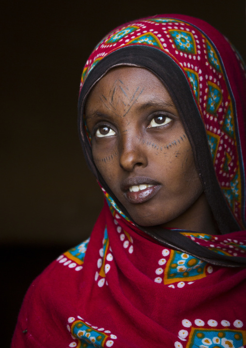 Afar Tribe Woman With Scarifications On Her Face, Assaita, Afar Regional State, Ethiopia