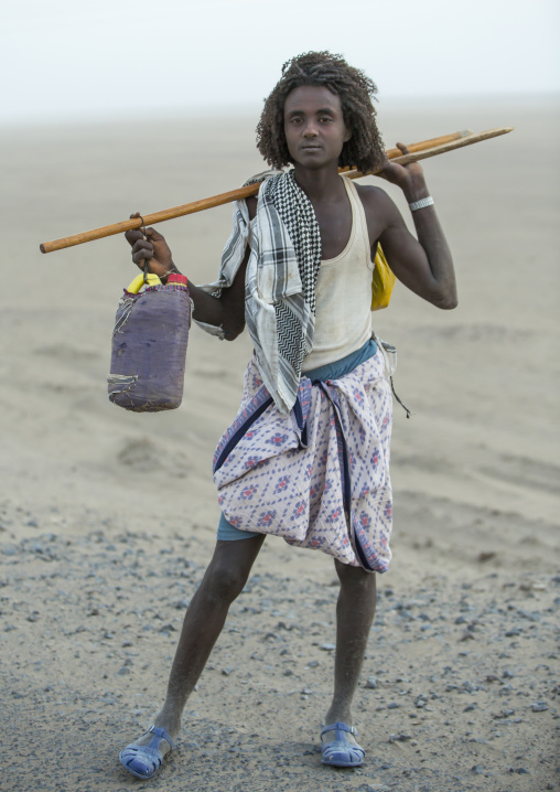 Afar Tribe Man Alone Along A Road, Assayta, Ethiopia