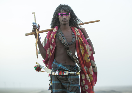 Afar Tribe Man Alone Along A Road, Assayta, Ethiopia