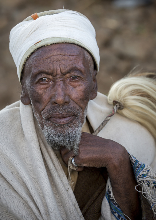 Aba Adane Demse, Ethiopian Orthodox Priest Celebrating The Timkat Epiphany Festival, Lalibela, Ethiopia