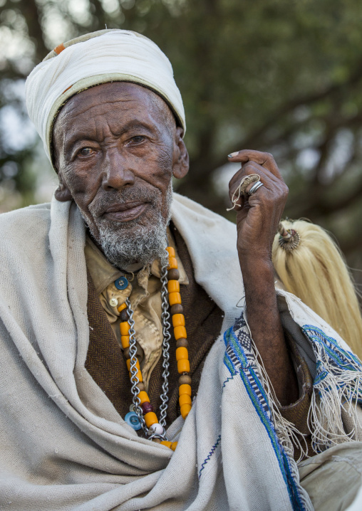 Aba Adane Demse, Ethiopian Orthodox Priest Celebrating The Timkat Epiphany Festival, Lalibela, Ethiopia