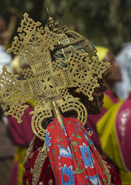 Ethiopian Orthodox Priest Holding A Cross During The Colorful Timkat Epiphany Festival, Lalibela, Ethiopia