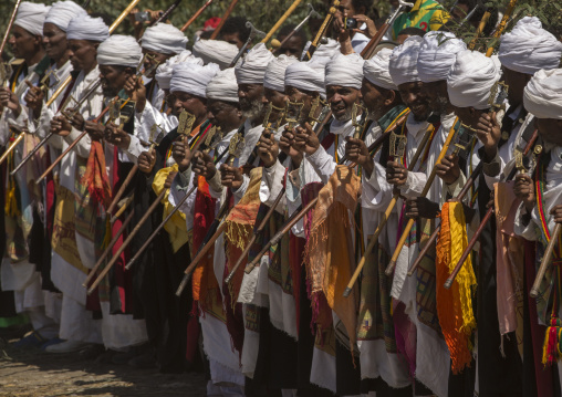 Ethiopian Orthodox Priests Celebrating The Colorful Timkat Epiphany Festival, Lalibela, Ethiopia