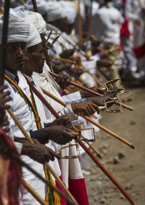 Ethiopian Orthodox Priests Celebrating The Colorful Timkat Epiphany Festival, Lalibela, Ethiopia