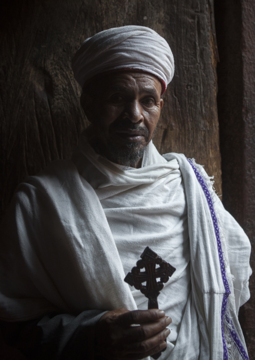 Orthodox Priest Inside A Rock Church, Lalibela, Ethiopia