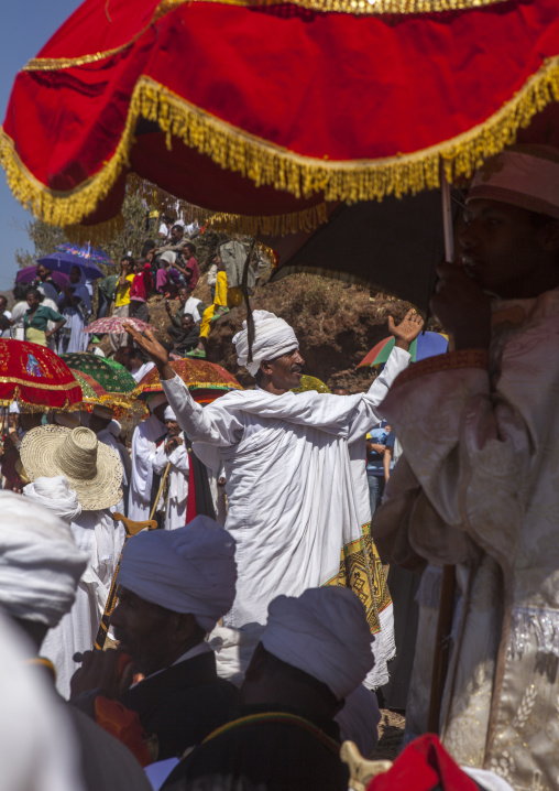 Ethiopian Orthodox Priests Celebrating The Colorful Timkat Epiphany Festival, Lalibela, Ethiopia