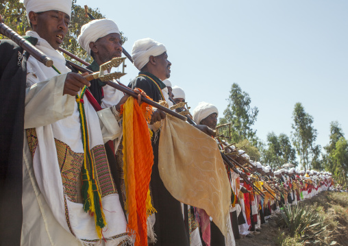 Ethiopian Orthodox Priests Celebrating The Colorful Timkat Epiphany Festival, Lalibela, Ethiopia