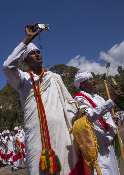 Ethiopian Orthodox Priests Celebrating The Colorful Timkat Epiphany Festival, Lalibela, Ethiopia