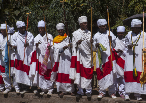 Ethiopian Orthodox Priests Celebrating The Colorful Timkat Epiphany Festival, Lalibela, Ethiopia