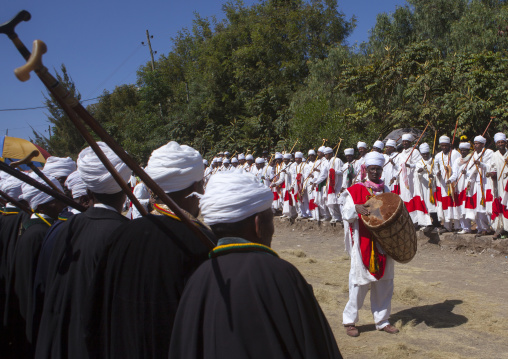 Ethiopian Orthodox Priests Celebrating The Colorful Timkat Epiphany Festival, Lalibela, Ethiopia