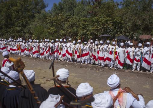 Ethiopian Orthodox Priests Celebrating The Colorful Timkat Epiphany Festival, Lalibela, Ethiopia