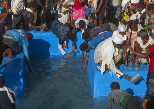 Holy Water Sprayed Onto The Crowd Attending Timkat Celebrations Of Epiphany, Lalibela, Ethiopia