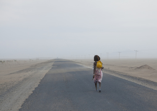 Afar Tribe Man Alone Along A Road, Assayta, Ethiopia