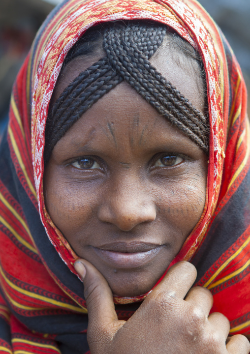 Afar Tribe Woman With Scarifications On Her Face, Assaita, Afar Regional State, Ethiopia