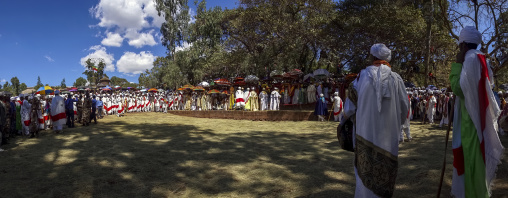 Ethiopian Orthodox Priests Celebrating The Colorful Timkat Epiphany Festival, Lalibela, Ethiopia