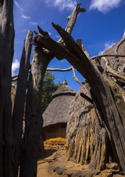 Konso Tribe Traditional Houses With Pots On The Top, Konso, Omo Valley, Ethiopia