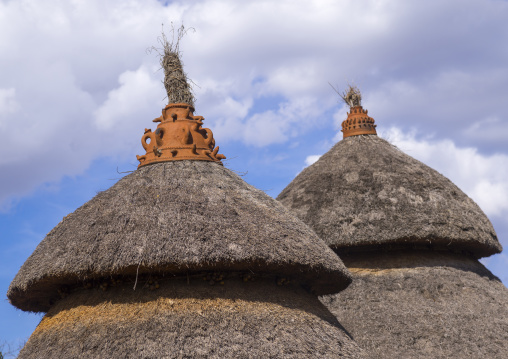 Konso Tribe Traditional Houses With Pots On The Top, Konso, Omo Valley, Ethiopia