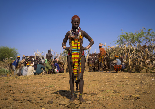 Girl Of The Hamer Tribe, In Traditional Outfit, Turmi, Omo Valley, Ethiopia