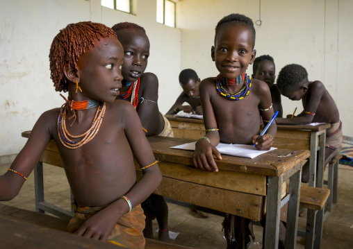 Hamer Tribe Kids In A School, Turmi, Omo Valley, Ethiopia