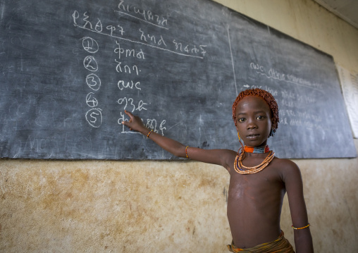 Hamer Tribe Girl In A School, Turmi, Omo Valley, Ethiopia