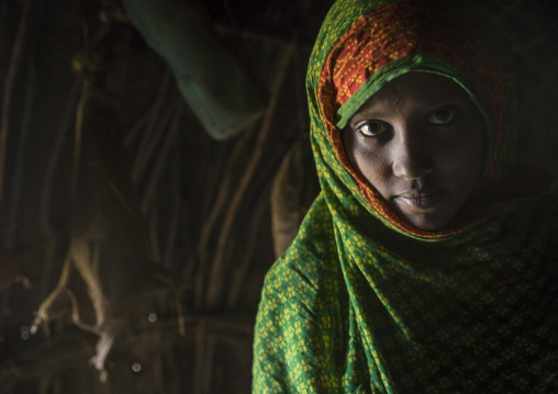 Afar Tribe Woman Inside Her House, Afambo, Ethiopia