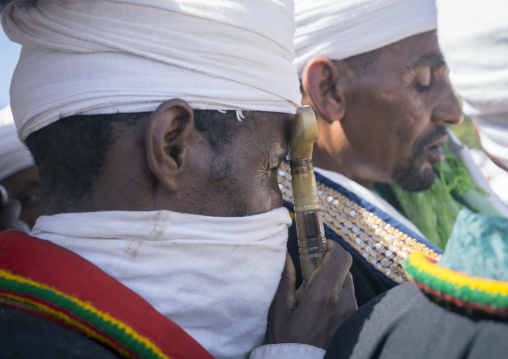 Ethiopian Orthodox Priest Procession Celebrating The Colorful Timkat Epiphany Festival, Lalibela, Ethiopia