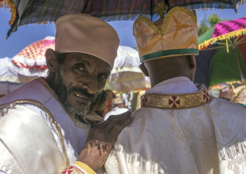 Ethiopian Orthodox Priests Celebrating The Colorful Timkat Epiphany Festival, Lalibela, Ethiopia