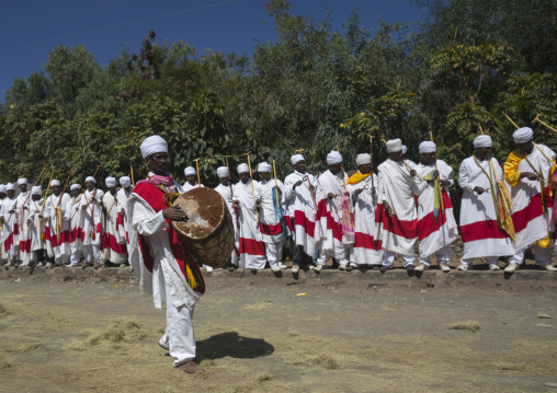 Ethiopian Orthodox Priests Celebrating The Colorful Timkat Epiphany Festival, Lalibela, Ethiopia