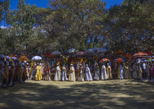 Ethiopian Orthodox Priests Celebrating The Colorful Timkat Epiphany Festival, Lalibela, Ethiopia