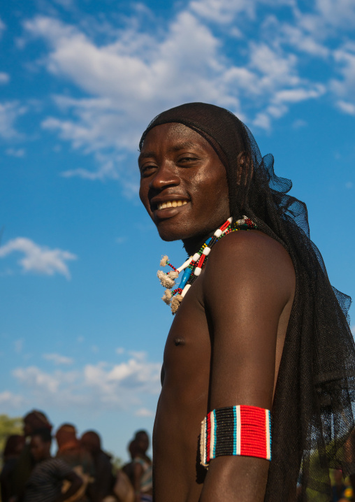 Hamer tribe whipper during a bull jumping ceremony, Omo valley, Turmi, Ethiopia