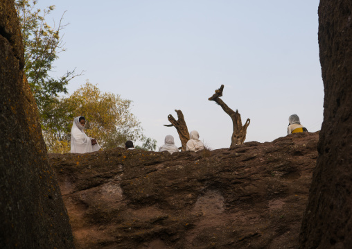 Pilgrims during kidane mehret orthodox celebration, Amhara region, Lalibela, Ethiopia