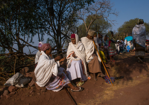 Pilgrims during kidane mehret orthodox celebration, Amhara region, Lalibela, Ethiopia