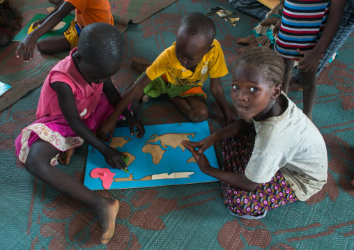 Nyangatom and toposa tribe children at school, Omo valley, Kangate, Ethiopia