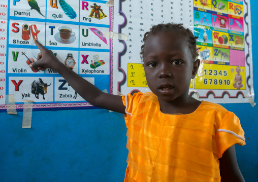 Toposa tribe girl at school, Omo valley, Kangate, Ethiopia