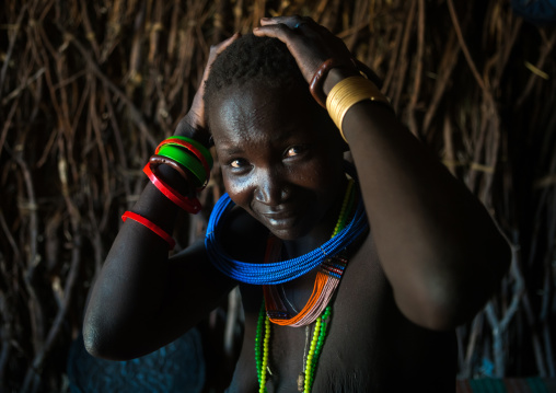 Toposa tribe woman with scarified face, Omo valley, Kangate, Ethiopia