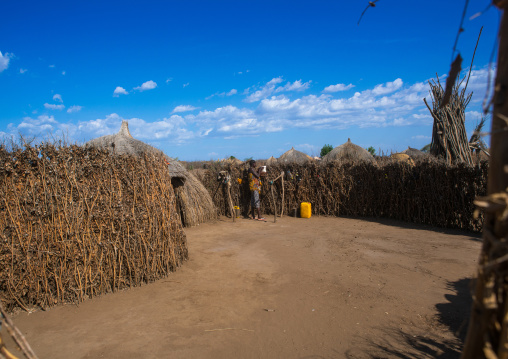 Traditional nyangatom and toposa tribes village, Omo valley, Kangate, Ethiopia