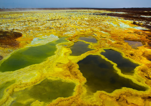 The colorful volcanic landscape of dallol in the danakil depression, Afar region, Dallol, Ethiopia