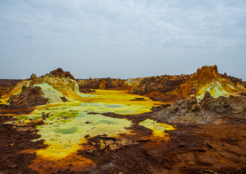 The colorful volcanic landscape of dallol in the danakil depression, Afar region, Dallol, Ethiopia